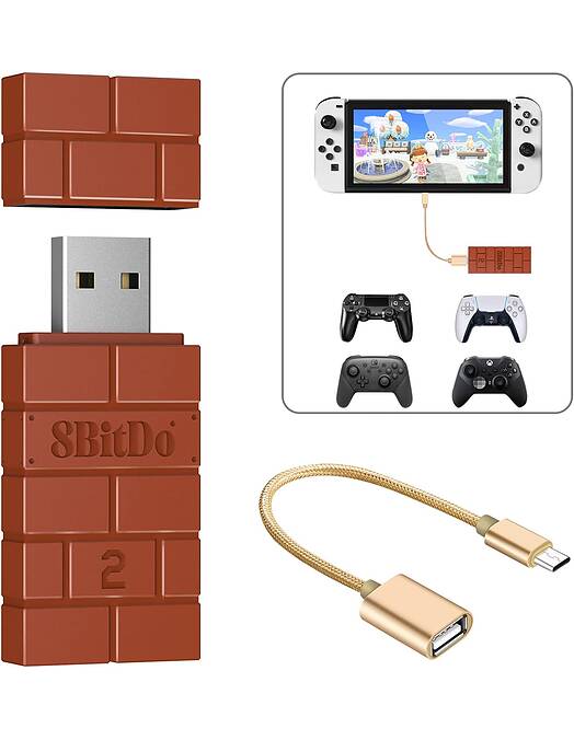 8Bitdo brezžični Bluetooth adapter v2 rdeče barve za Switch & PC
