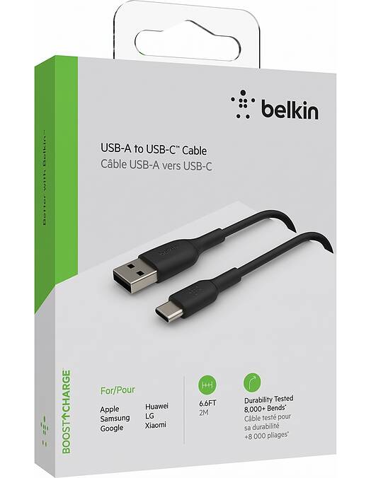 Belkin BoostCharge USB-A v Lightning kabel črne barve dolžine 2m