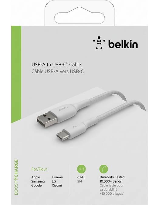 Belkin BoostCharge USB-A v USB-C kabel bele barve dolžine 2m