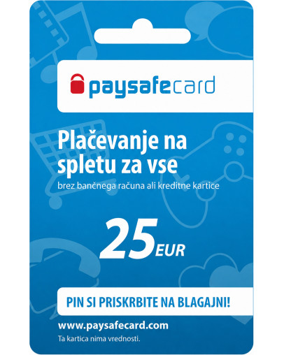 Paysafecard darilna kartica za 25 EUR