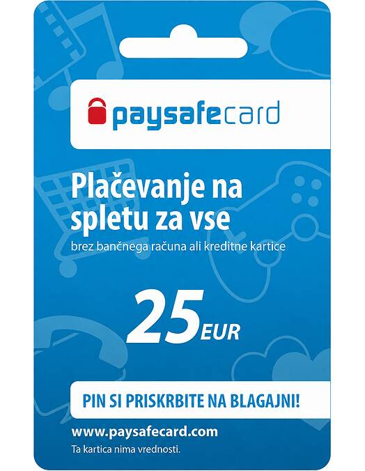 Paysafecard darilna kartica za 25 EUR - koda na papirju