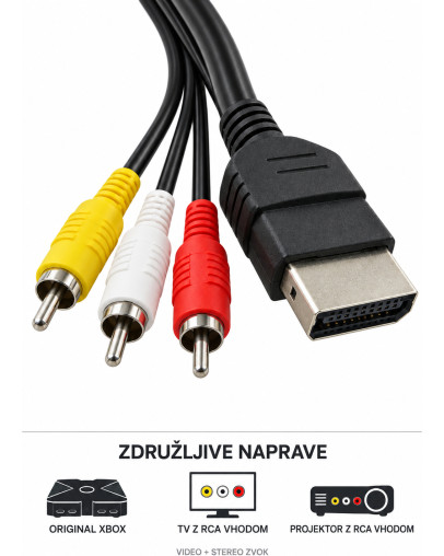 Xbox AV kabel s tremi činč priključki za TV