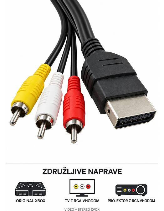 Xbox AV kabel s tremi činč priključki za TV