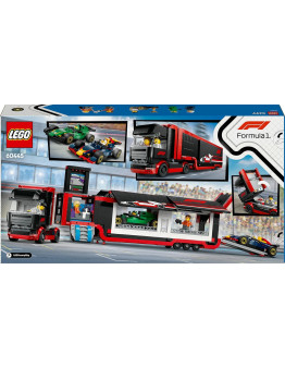 LEGO City F1 Tovornjak z dirkalnikoma RB20 in AMR24 številka 60445