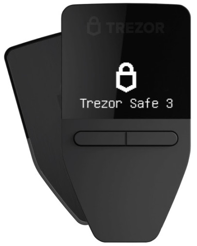Trezor Safe 3 črna strojna denarnica za Bitcoin in druge kriptovalute