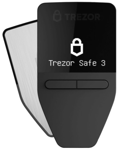 Trezor Safe 3 srebrna strojna denarnica za Bitcoin in druge kriptovalute