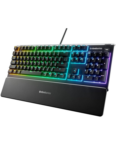SteelSeries Apex 3 žična RGB igralna tipkovnica črne barve z US postavitvijo QWERTY