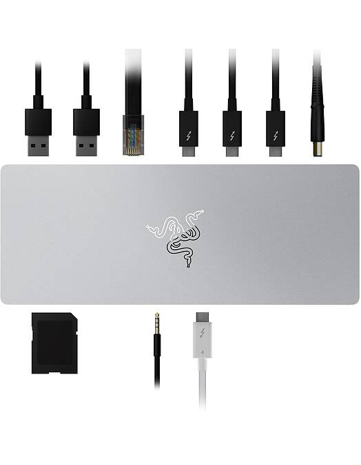Razer Thunderbolt 4 Dock Mercury priključna postaja bele barve