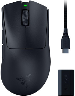 Razer DeathAdder V3 Pro brezžična miška črne barve s HyperPolling adapterjem