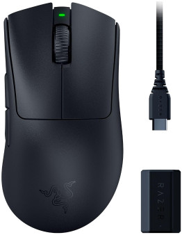 Razer DeathAdder V3 Pro brezžična miška črne barve s HyperPolling adapterjem