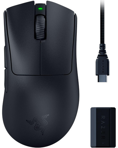 Razer DeathAdder V3 Pro brezžična miška črne barve s HyperPolling adapterjem