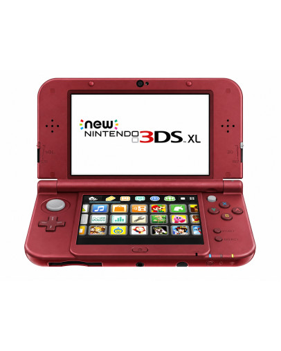 Obnovljen Nintendo NEW 3DS XL metalno-rdeče barve 64GB z Luma3DS + 2 leti garancije