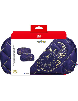 Hori Puff Pouch Umbreon & Espeon mehka prenosna torbica vijolične barve za Nintendo Switch 1 & 2