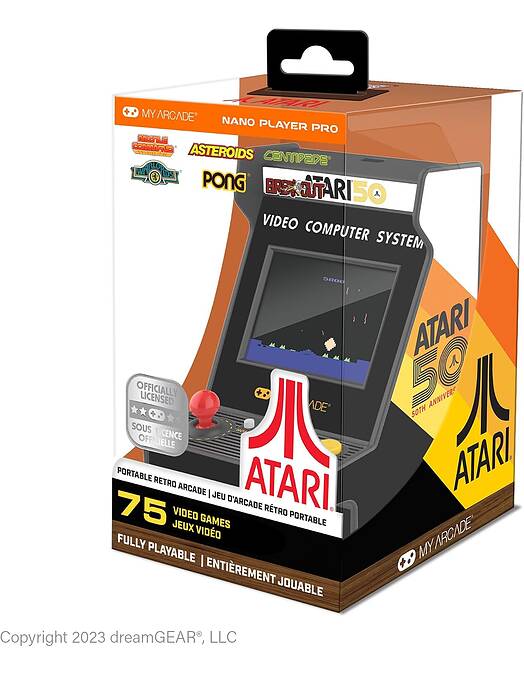 Atari Nano Player Pro prenosna retro arkadna naprava s 75 igrami My Arcade