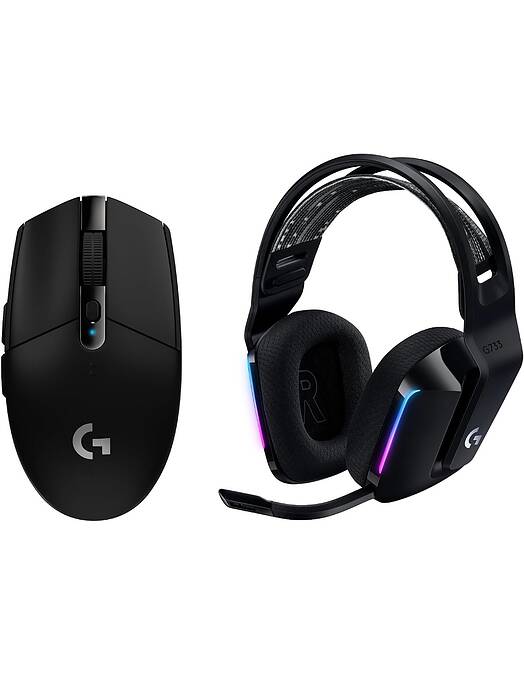 Logitech G brezžični komplet igralne miške G305 in slušalk G733 Lightspeed črne barve