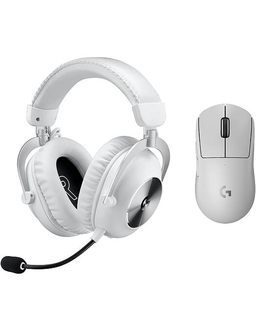 Logitech G brezžični komplet igralne miške Pro X Superlight 2 in slušalk Pro X 2 Lightspeed bele barve
