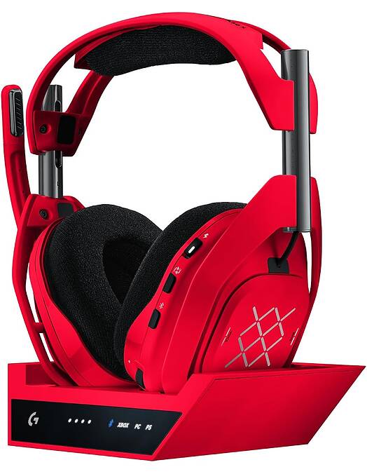 Logitech G Astro A50 X Lightspeed brezžične slušalke z bazno postajo rdeče barve za PC & igralne konzole
