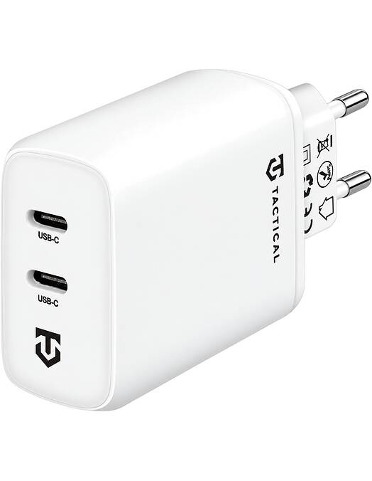 Tactical Base Plug Dual stenski polnilec z 2 USB-C vhodoma 40W bele barve