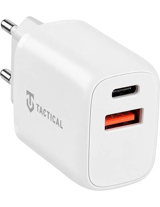 Tactical Base Plug Dual stenski polnilec z USB-A in USB-C vhodoma 20W bele barve