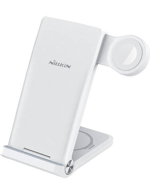 Nillkin PowerTrio 3v1 brezžični polnilec MFi bele barve za iPhone & AirPods & Apple Watch