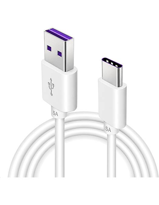 Huawei SuperCharge USB-A v USB-C kabel 5A bele barve dolžine 1m