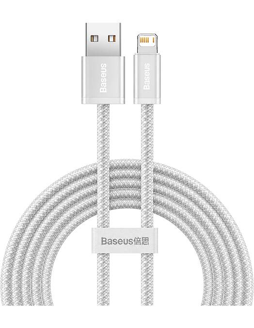 Baseus Dynamic Series pleten USB-A v Lightning kabel 2.4A bele barve dolžine 2m CALD000502