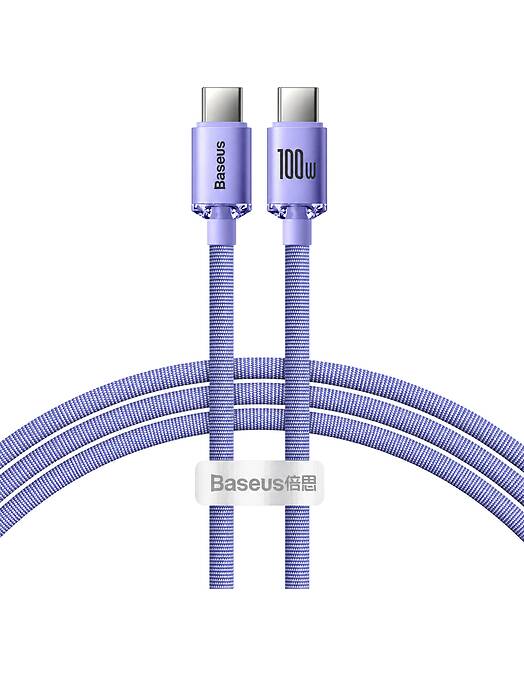 Baseus Crystal Shine Series pleten USB-C v USB-C kabel 100W vijolične barve dolžine 1.2m CAJY000605