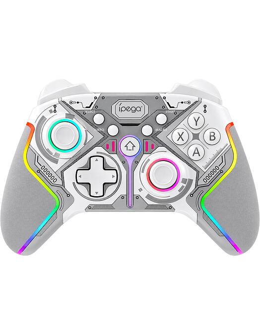 iPega brezžični Bluetooth igralni plošček z RGB osvetlitvijo bele barve za PC & PS4 & PS3 & Switch & mobilne telefone