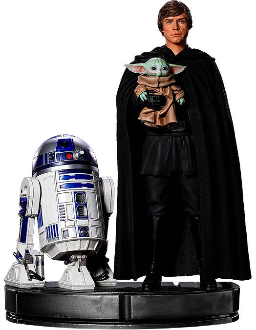 Star Wars Luke Skywalker R2-D2 in Grogu zbirateljski kip 54cm