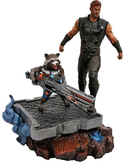 Avengers Infinity War Thor in Rocket Raccoon zbirateljski kip 30cm