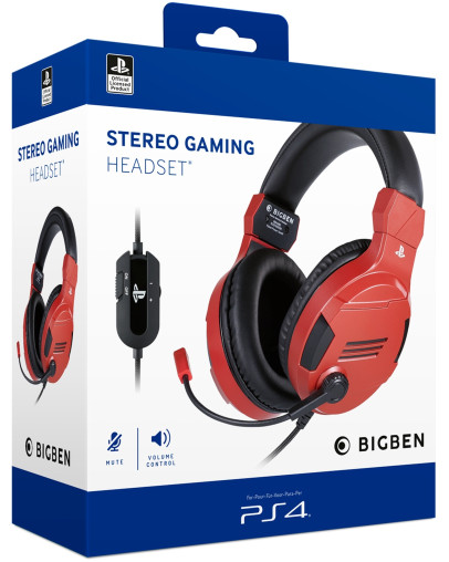 BigBen gaming žične slušalke v3 rdeče barve PS4 & PS5