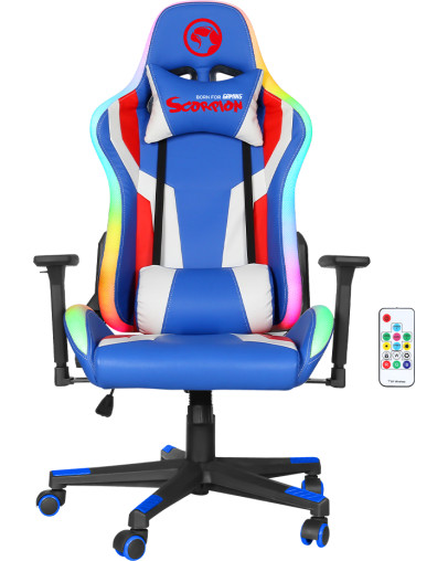 Gaming stol Marvo CH-128BL RGB črno-modre barve