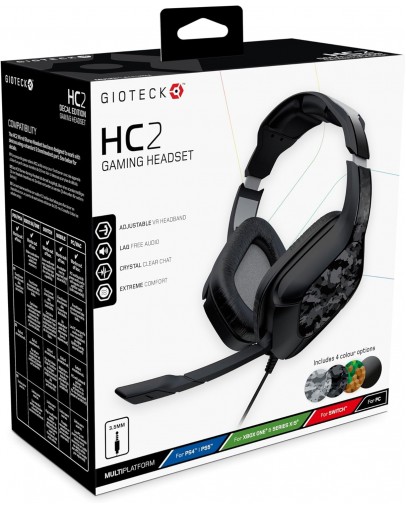Gioteck HC-2 žične stereo slušalke Camo za PS4 & PS5 & Xbox One & Xbox Series S & PC