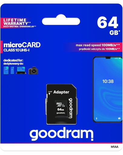 Goodram spominska kartica MicroSDXC 64GB za Nintendo Switch & 3DS & Wii & PSP & GSM