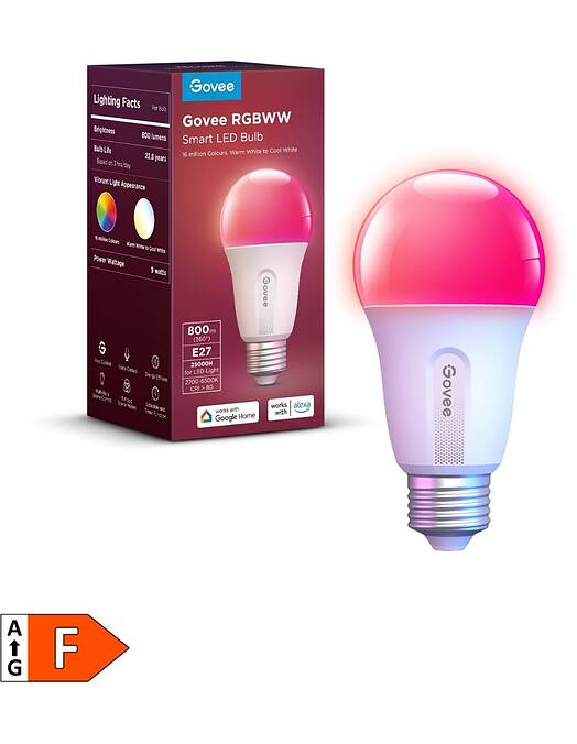 Govee RGBWW pametna LED žarnica E27 svetilnost 800 lumnov