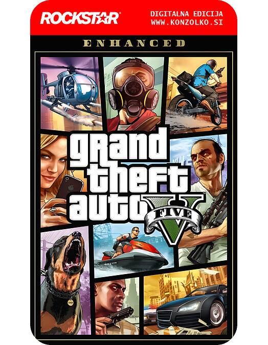 Grand Theft Auto 5 Enhanced - Rockstar koda brez škatlice (WINDOWS PC)