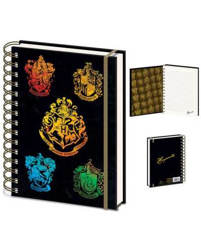 Harry Potter Colourful Crest Dark premium A5 beležka Pyramid