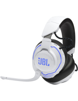 JBL Quantum 910P brezžične gaming slušalke v belo-modri barvi