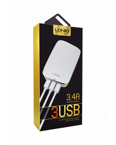 LDNIO A3304 potovalni adapter s 3 USB vhodi