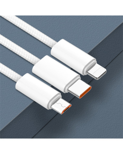 LDNIO LS901 pleten USB v Micro USB kabel bele barve dolžine 1 m