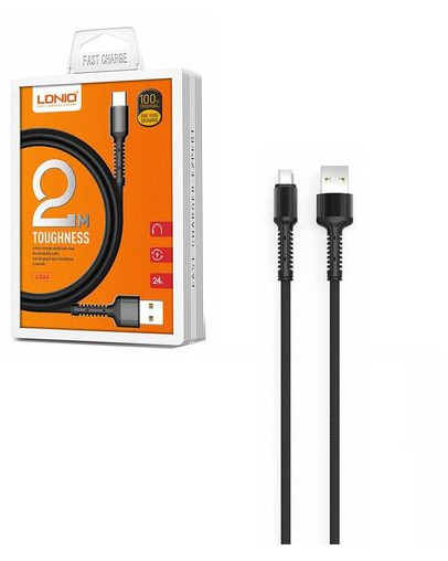 LDNIO USB v Lightning kabel črne barve dolžine 2 m
