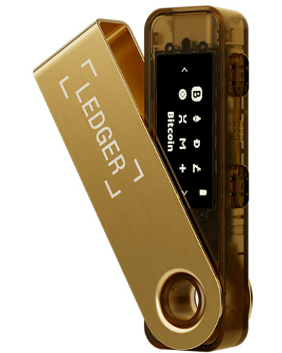 Ledger Nano S Plus strojna denarnica za kriptovalute zlate barve
