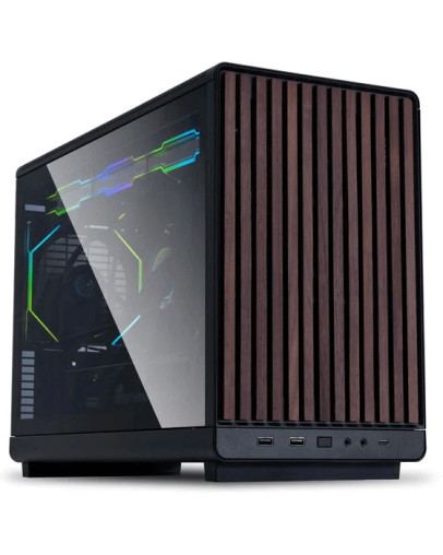 Lian Li Dan Cases A3 Wood Micro-ATX računalniško ohišje s stranico iz kaljenega stekla črne barve