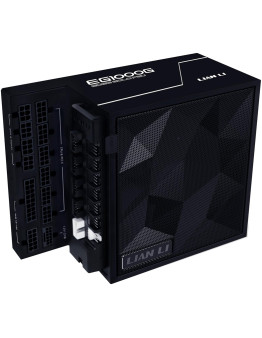 Lian Li Edge 1000W 80 Plus Gold modularni napajalnik z 12VHPWR konektorjem in USB hubom črne barve