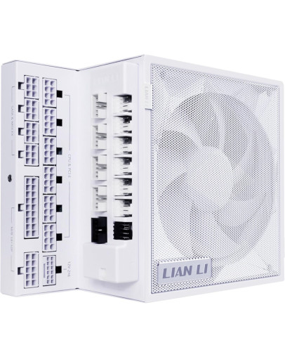 Lian Li Edge 1200W 80 Plus Gold modularni napajalnik z 12VHPWR konektorjem in USB hubom bele barve