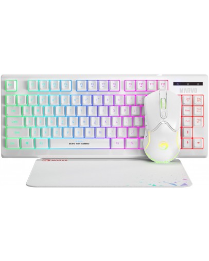 Marvo CM310 žični komplet 3v1 angleška tipkovnica bele barve & miška & slušalke