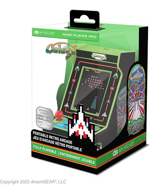 Galaga in Galaxian Nano Player Pro prenosna retro arkadna naprava My Arcade