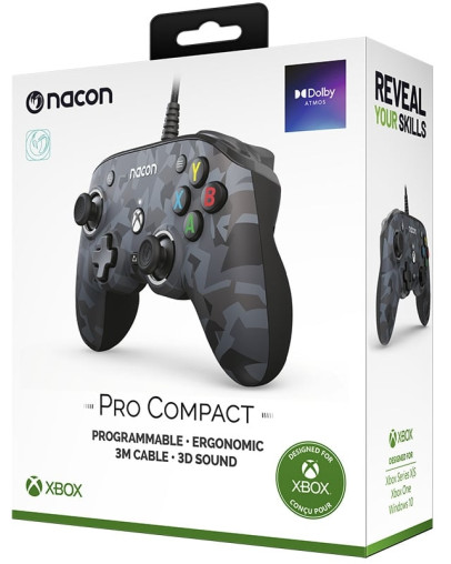 Nacon Pro Compact žični kontroler v sivi kamuflažni barvi za Xbox One & Xbox Series & PC