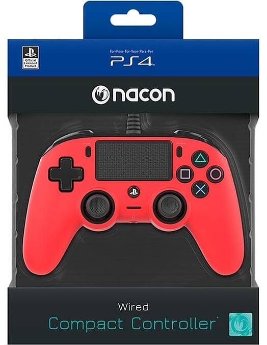 Nacon žični kontroler rdeče barve za PS4