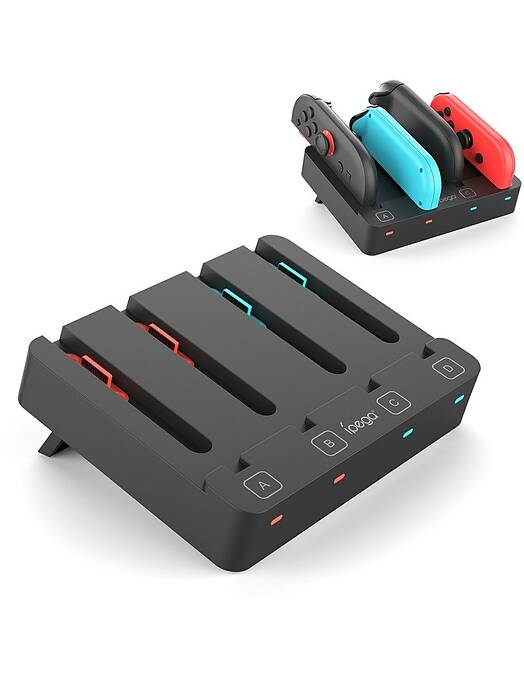 Obnovljena Nintendo Switch 1 & 2 polnilna postaja za štiri Joy-Con kontrolerje iPega + 2 leti garancije